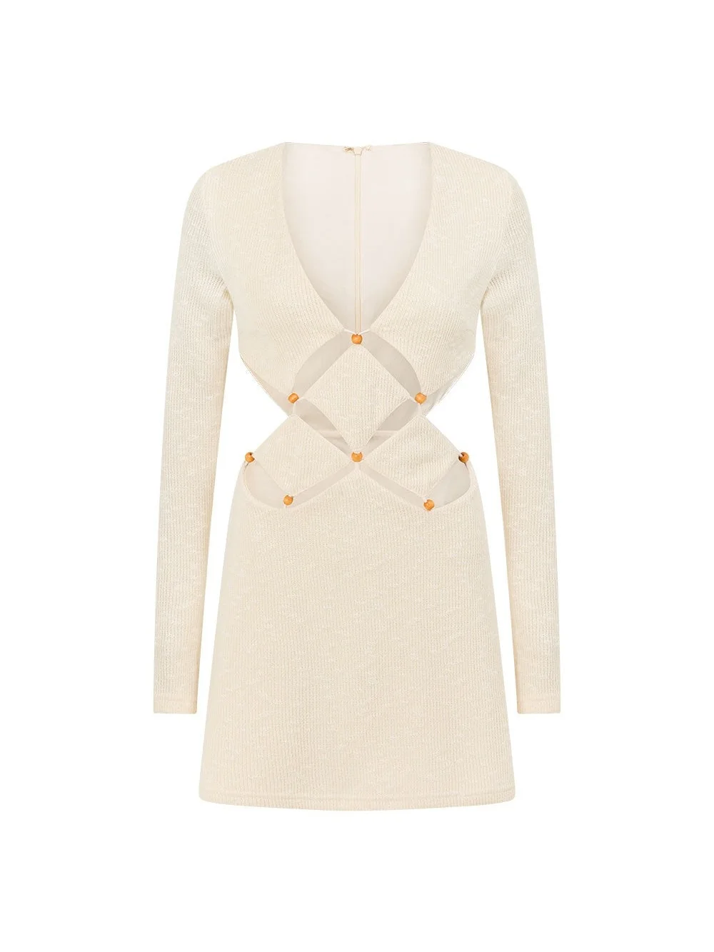 SABO Long Sleeve Cutout Mini Dress in Cream